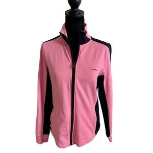 Lauren Ralph Lauren Womens Pink Black Colorblock Full Zip‎ Jacket Size M Stretch